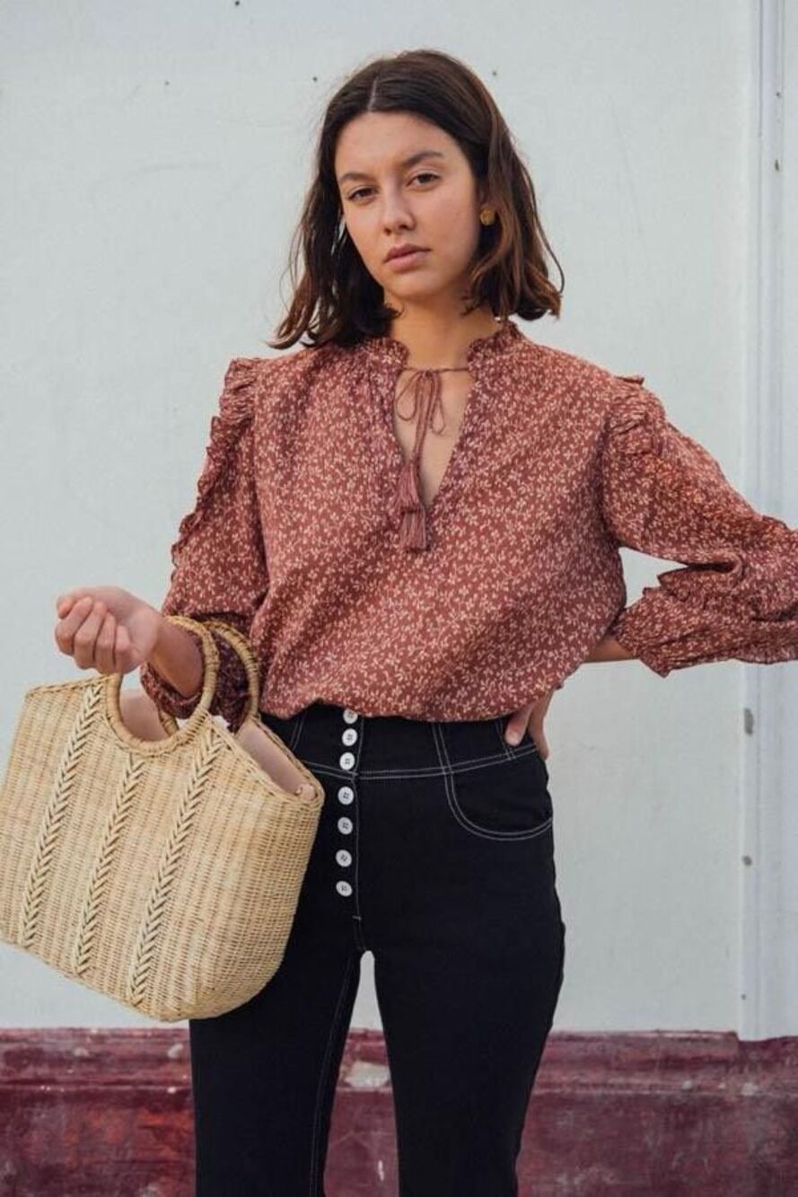 Ulla Johnson Lilian Cotton Blouse in Clay Size 6